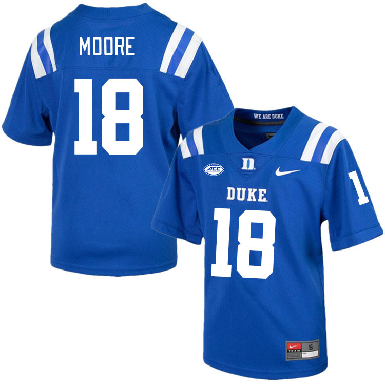 Men #18 Jayden Moore Duke Blue Devils College Football Jerseys Stitched-Royal